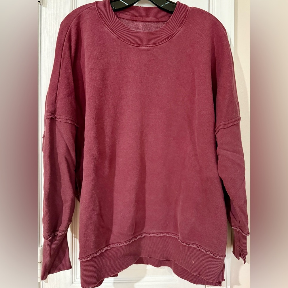 Aerie Oversized Distressed Crewneck